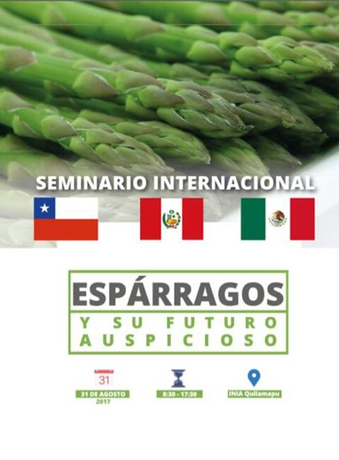 INIAQuilamapu's tweet photo. Seminario Internacional "Espárragos y su futuro auspicioso", próximo 31 de Agosto  a las 8:30 hrs INIA Quilamapu, Chillán. Cupos limitados. https://t.co/0p0gQCKe5n