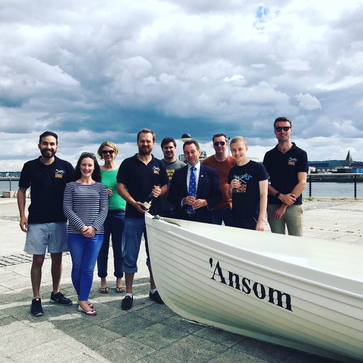 The launch of our plastic gig 'Ansom today in the Royal Albert Docks. Thanks for everyone who came to see her launched.