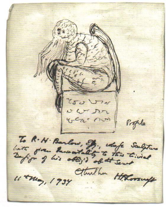 Happy Birthday to H.P. Lovecraft（August 20, 1890）
original sketch made of #Cthulhu by #HPLovecraft in 1934.