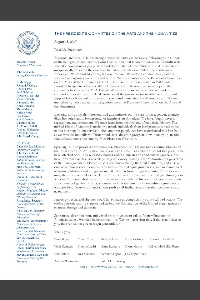 anibv's tweet photo. @AnaCabrera Did you see the letter to Trump from arts council? Look at first letter of each paragraph. https://t.co/66RzMFIumh