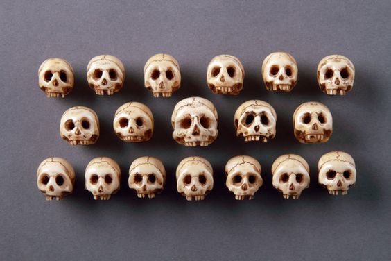 DeathSalon's tweet image. Collection of Eighteen German ‘Memento Mori’ Carved Ivory Human Skulls - via blackpaint20