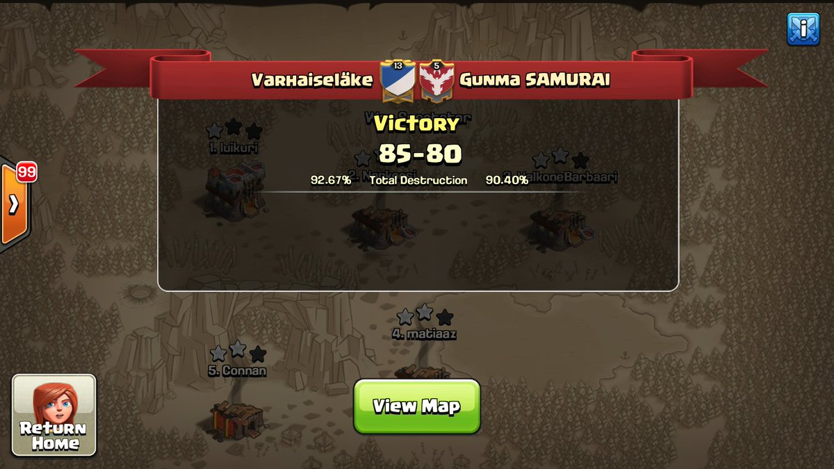 varhaiselake's tweet image. Great battle @a9627341! This time it was our turn to win. Nice improvements with 10vs11 and 9vs9 compared to last week 💪💪 @champwarleague