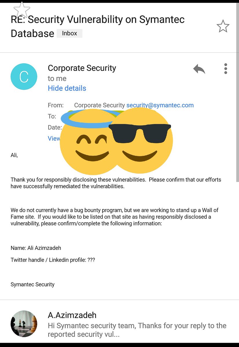 BugBountyCutter's tweet photo. #bugbounty #bounty #hunter #azimzadeh #milani
#symantec https://t.co/DwoOOyIzVB