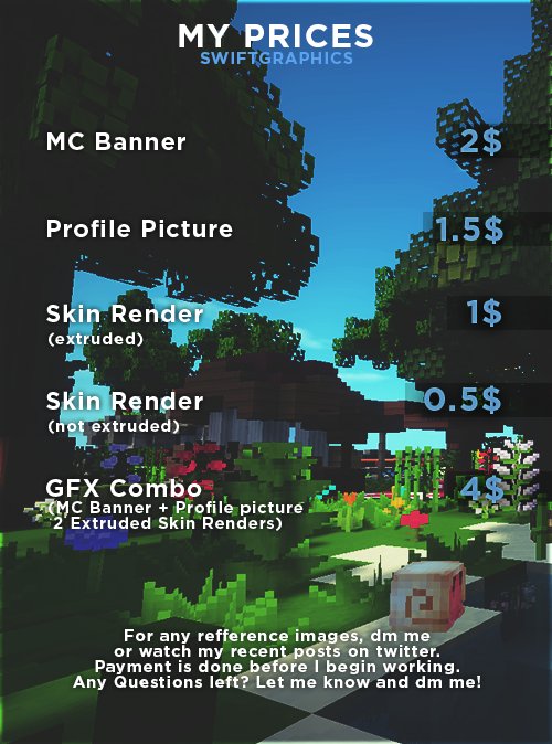 SwiftGraphics_'s tweet image. My Pricelist For My Graphics Dm Me If Wanted!
