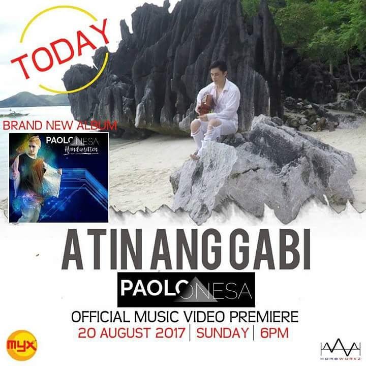 iamAyelski's tweet photo. Mamaya na! (Aug. 20, Sun) 6PM! WATCH the MV premiere of "Atin Ang Gabi" by @OnesaPaolo on MYX Philippines! #HandwrittenAlbum ππΆ https://t.co/2tm6sBg1XV