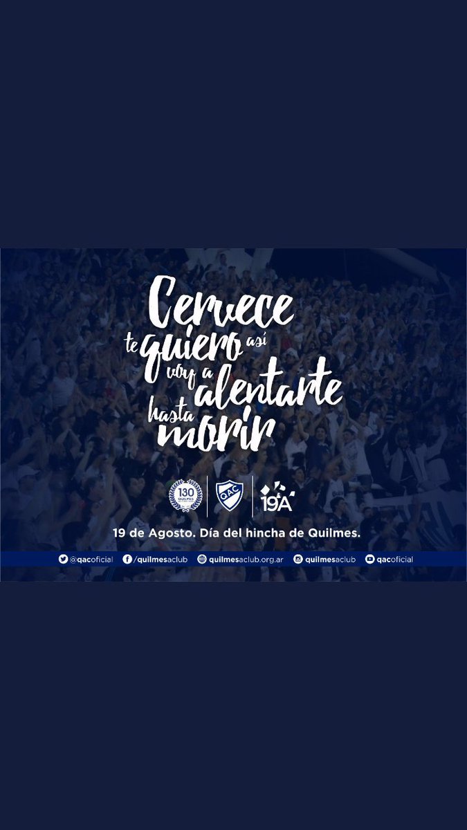 siemprequilmes's tweet photo. A tu lado nací, a tu lado moriré. 19 de agosto dia del hincha de #Quilmes, él decano del fútbol argentino. https://t.co/bhQQLro0WH