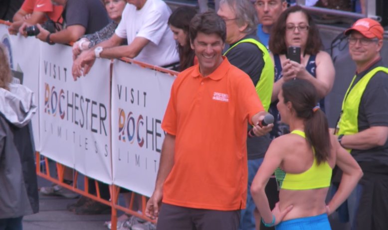 flobikes's tweet photo. First time interviewing a runner? @FakieFrankie 😂
#RochesterCrit https://t.co/ZUuzFzmMF2