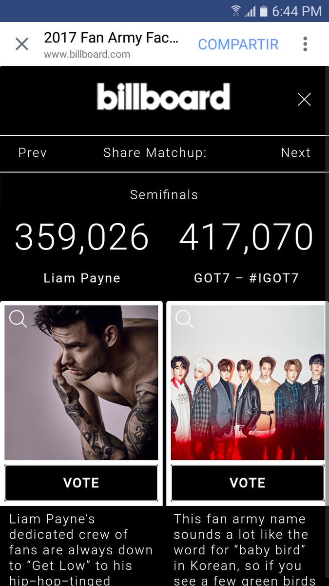 Marcela56980568's tweet photo. #ahgase hay que seguir votando por #GOT7 #FanArmyFacaOff 💪 https://t.co/MXo7N32Wc6