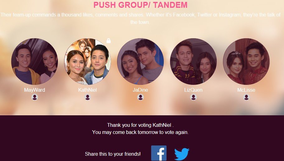 melasonTD's tweet photo. voted for KathNiel! @min_bernardo @Estrada21Karla #PushAwardsKathNiels https://t.co/y8Y6e2IVdd