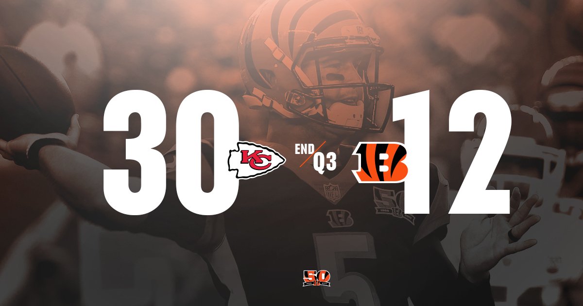 END OF THIRD QTR. #KCvsCIN https://t.co/LcmB8boqSt