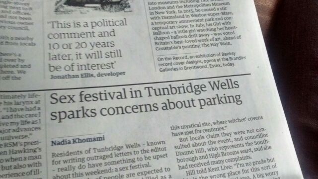 kfishercanton's tweet photo. I love my country, but I will freely admit there are a few things we could learn from Europe-like "parking concerns" at a "Sex Festival" #UK https://t.co/lOhiNKCLlP