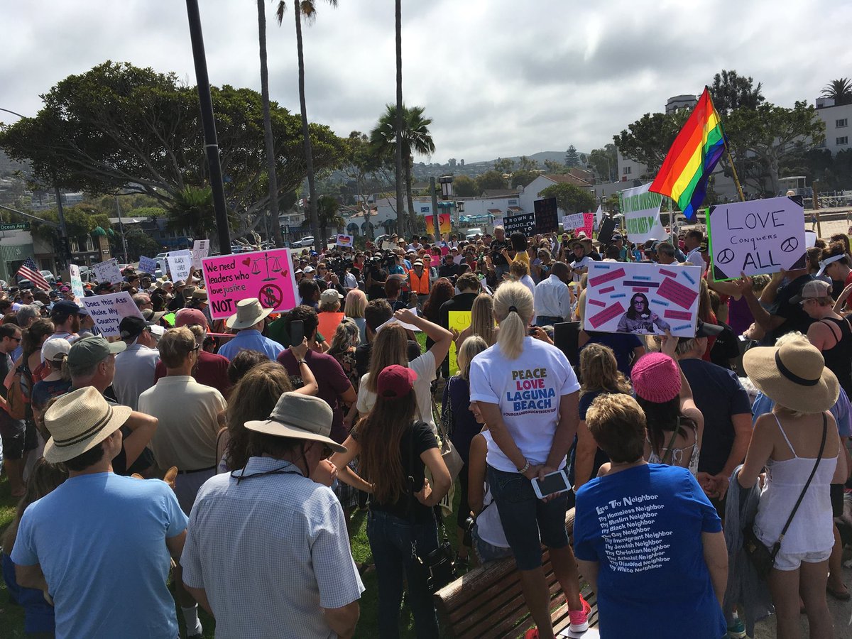 IndivisibleOC46's tweet photo. @realDonaldTrump This is not fake news or a deluded tweet. It's what Democracy & unity look like #WeAreTheMajority
#OCUnity #NoHate
#defendcville https://t.co/TUp3MaYOt5