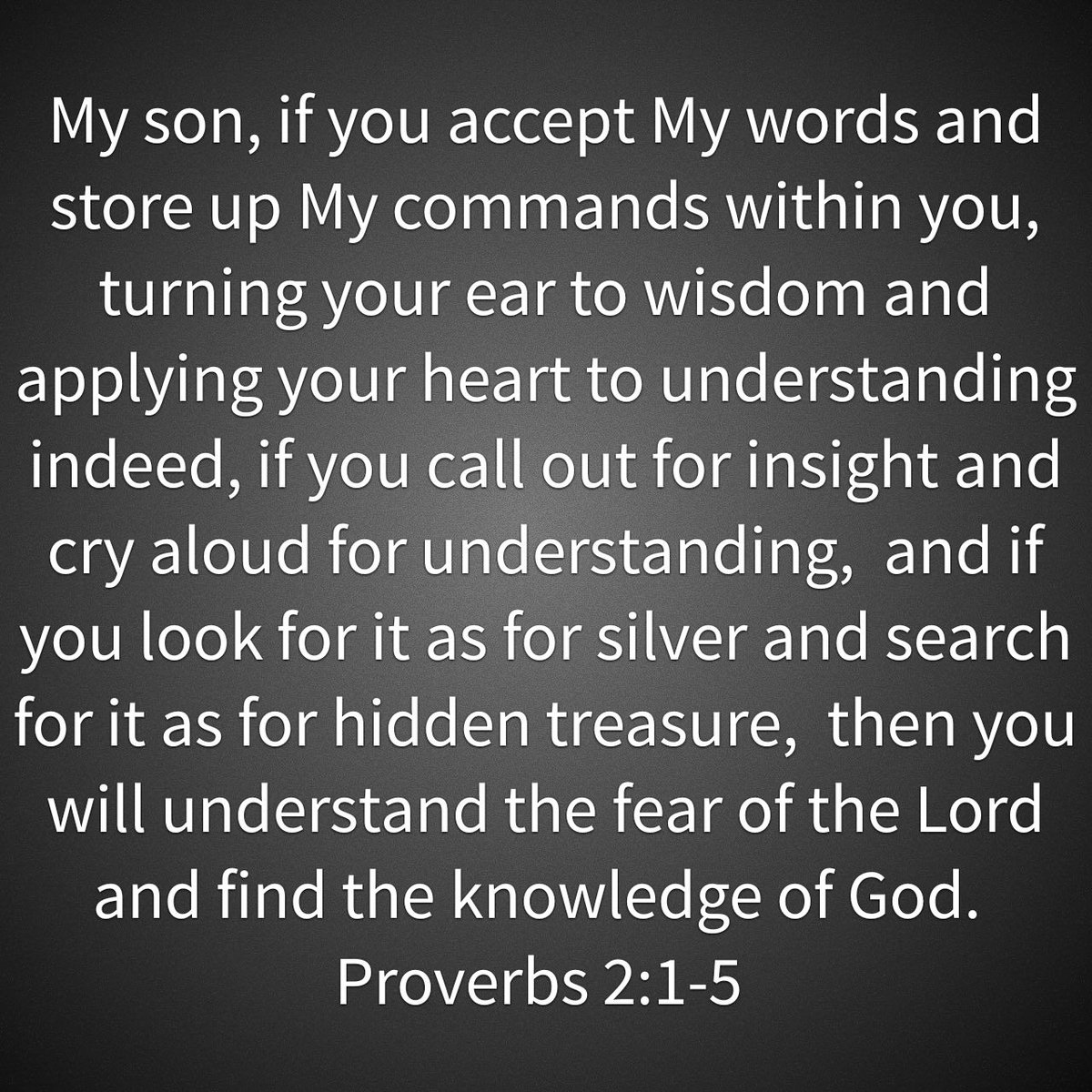 sprec61551's tweet photo. Proverbs 2:1-5
My son, if you accept My words and store up My commands within you,  turning your ear to wisdom and applying your heart... https://t.co/OTVJ0POlSt