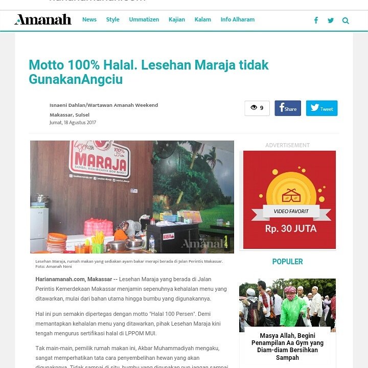 Alhamdulillah.. Terima kasih harian Amanah. Edisi sabtu, 19-8-17