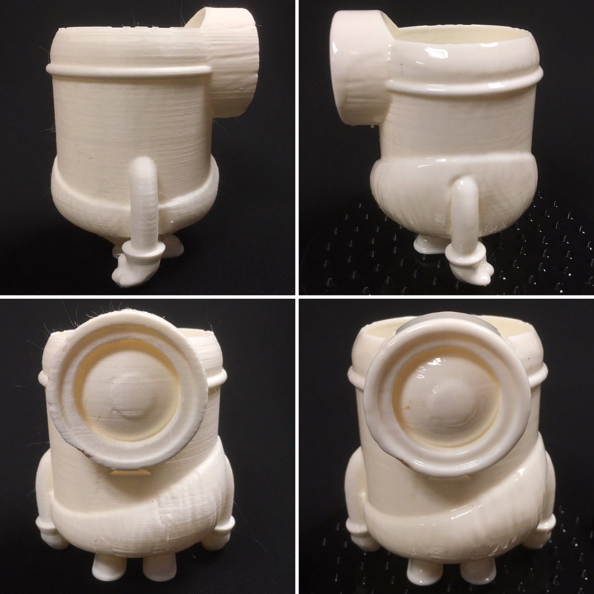 MakerWiz's tweet image. Minion Before and After Polishing #3dprinting @lulzbot3d @polymaker_3d #polysher #polysmooth