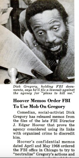tariqnasheed's tweet image. Dick Gregory was such a powerful opponent against systematic racism, J. Edgar Hoover once ordered the FBI to use the mafia to murder him