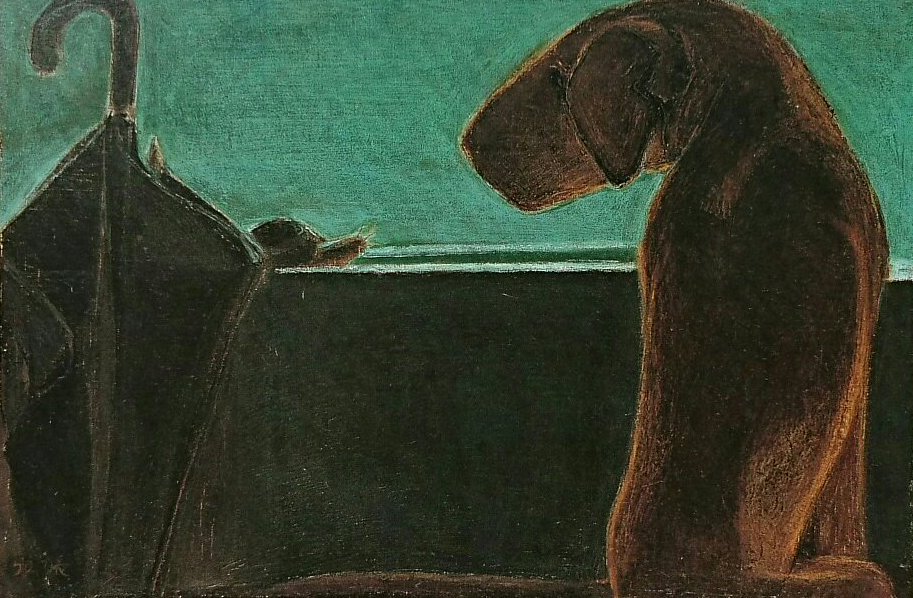 逸品】 香月泰男 肉筆 年賀状 戌 いぬ 昭和45年 rahathomedesign.com