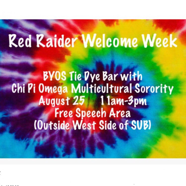 ChiPiOmega's tweet photo. Hey #ttu21, come out to our #RRWW events this week! #RushChiPi https://t.co/4Ruiu7KR9r