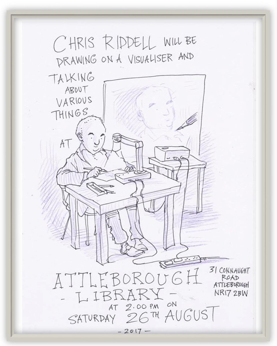 NorfolkCC's tweet photo. Meet illustrator & former Children's Laureate @chrisriddell50 at Attleborough library on Sat 26 August at 2pm. Book on 01953 452319 #ENTS17 https://t.co/8NtVJIbjse