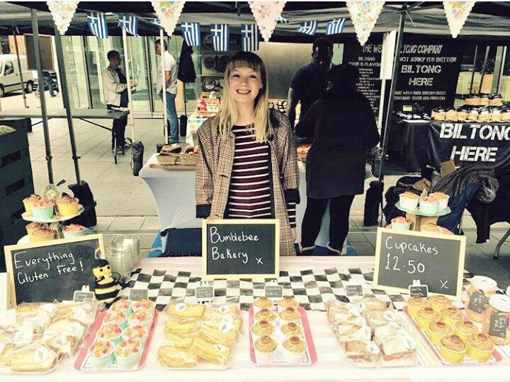 McrYouthMarket's tweet photo. 🐝 @BakeryBumble1 at today's @Spinningfields @_makersmarket til 5pm. If you've a business idea, you can apply here: https://t.co/cFBOe8wbAK https://t.co/q9iLcE6nKj