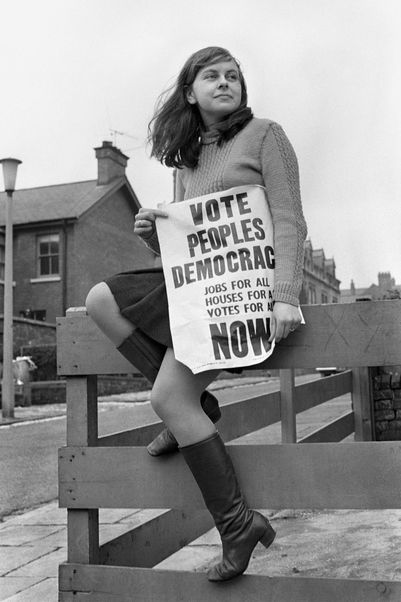 '#BernadetteDevlin, youngest #woman ever elected to #Westminster, campaigning for People's Democracy in...' #history #pics #photography