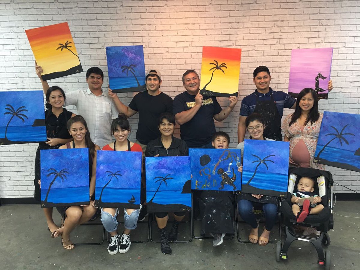 PinkElephantGU's tweet photo. Such an awesome time painting with the Calvo family today. Biba Guahan! #ThePinkElephant #SipAndPaint 🎨🍷 https://t.co/S1XEJ02DDp