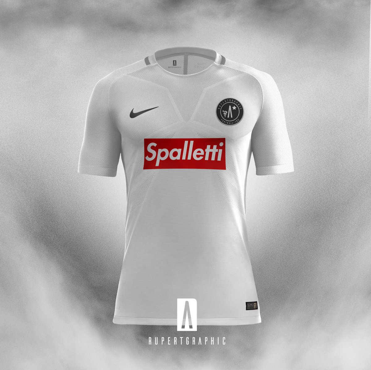 rupertalbe's tweet photo. Conferenza da Guru, ieri, per MR #spalletti. Concept maglia da calcetto #fakesponsor #rupertgraphic #supreme #streetsoccer #black #nike https://t.co/XGTGKfap7o