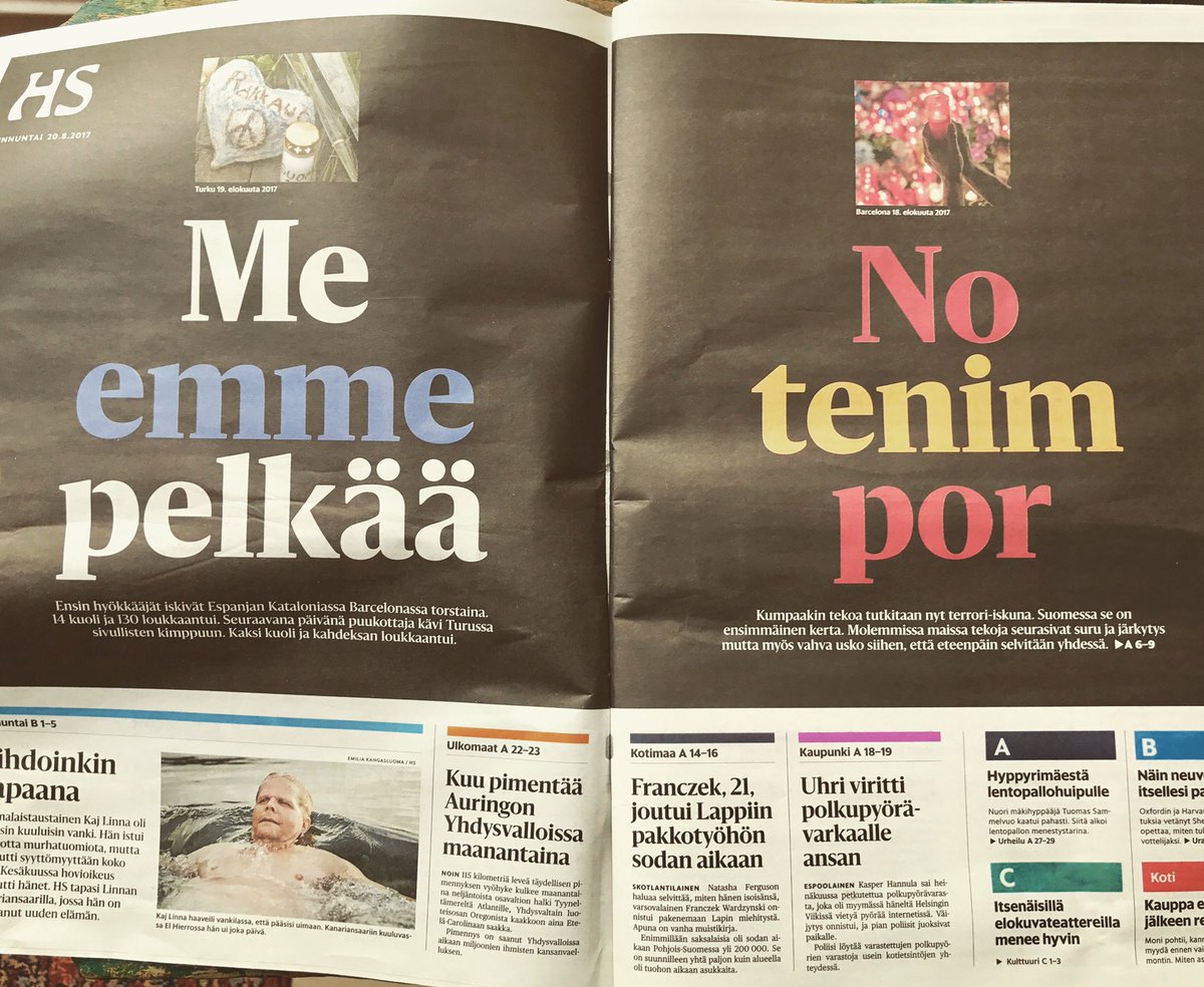 MWillVidlund's tweet photo. Terrorismiin ei ole sotilaallista ratkaisua. Voit tappaa terroristin, mutta et ideologiaa. 🌀 #nofear #love #eipelkoa #Turku #barcelona https://t.co/bpfvw4GZZG