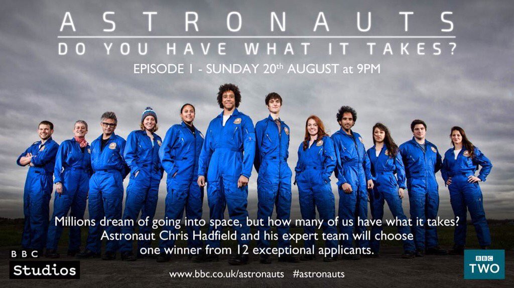 Kevin_Fong's tweet photo. I've got your Sunday evening all planned out. #Astronauts BBC2, 9pm Tonight! 

With me, @IyaWhiteley, @Cmdr_Hadfield and this amazing gang! https://t.co/T6wqtpeU7D