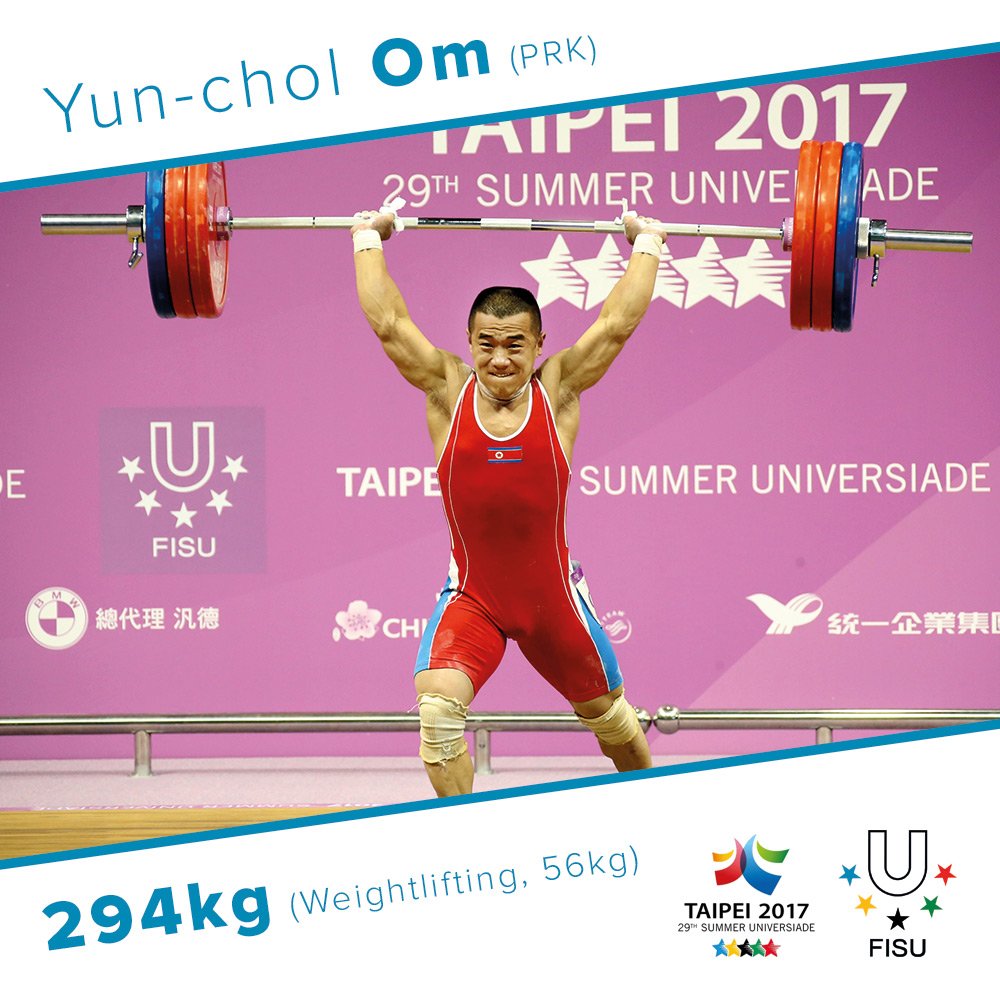 FISU's tweet photo. The First Gold! Om Yun-chol (PRK) wins the first event of the 29th Summer Universiade in Taipei. #SUTaipei2017 #Universiade #FirstMedals https://t.co/RC6BZCxsAh
