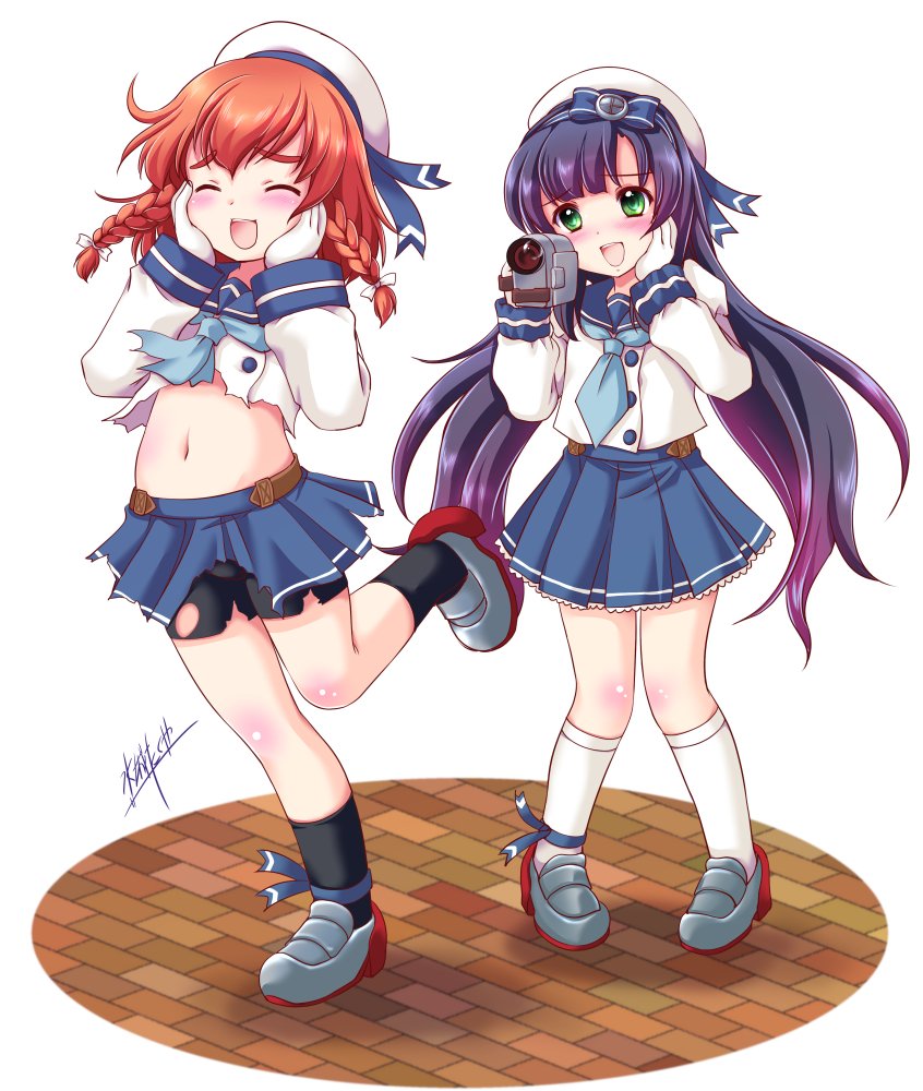 択捉(艦隊これくしょん) ,松輪(艦これ) 「松輪ちゃんやっとゲットしました!ドロップ画面見て最初に浮かんだイメージがコレ 」|水城たくや@C102(日)ラ-23bのイラスト