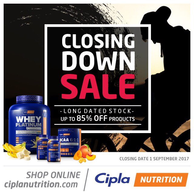 ANNOUNCEMENT!

@CiplaRSA has decided to closed <a href="/CiplaNutrition/">Cipla Nutrition</a> doors. But, we're going out with a bang 💥

Statement: bit.ly/2x38Um2