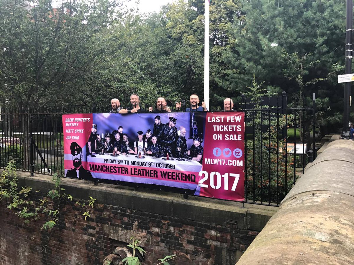 ManLeathermen's tweet image. The banner is up and looking great! How about taking a selfie with it and post it online with the hashtag #MLW17 - help us spread the word!