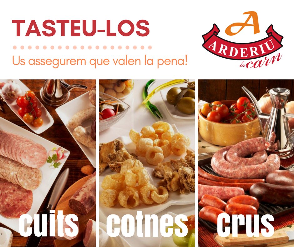 Arderiu_net's tweet image. Ja has provat tots els productes d'#ArderiulaCarn? 
Tasta'ls, t'encantaran!😋
#cuits #cotnes #crus