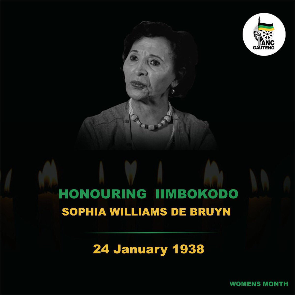 #WomensMonth We honour a living legend of the SAn liberation struggle who contributed to the dismantling of Apartheid, Sophia De Bruyn 1/10