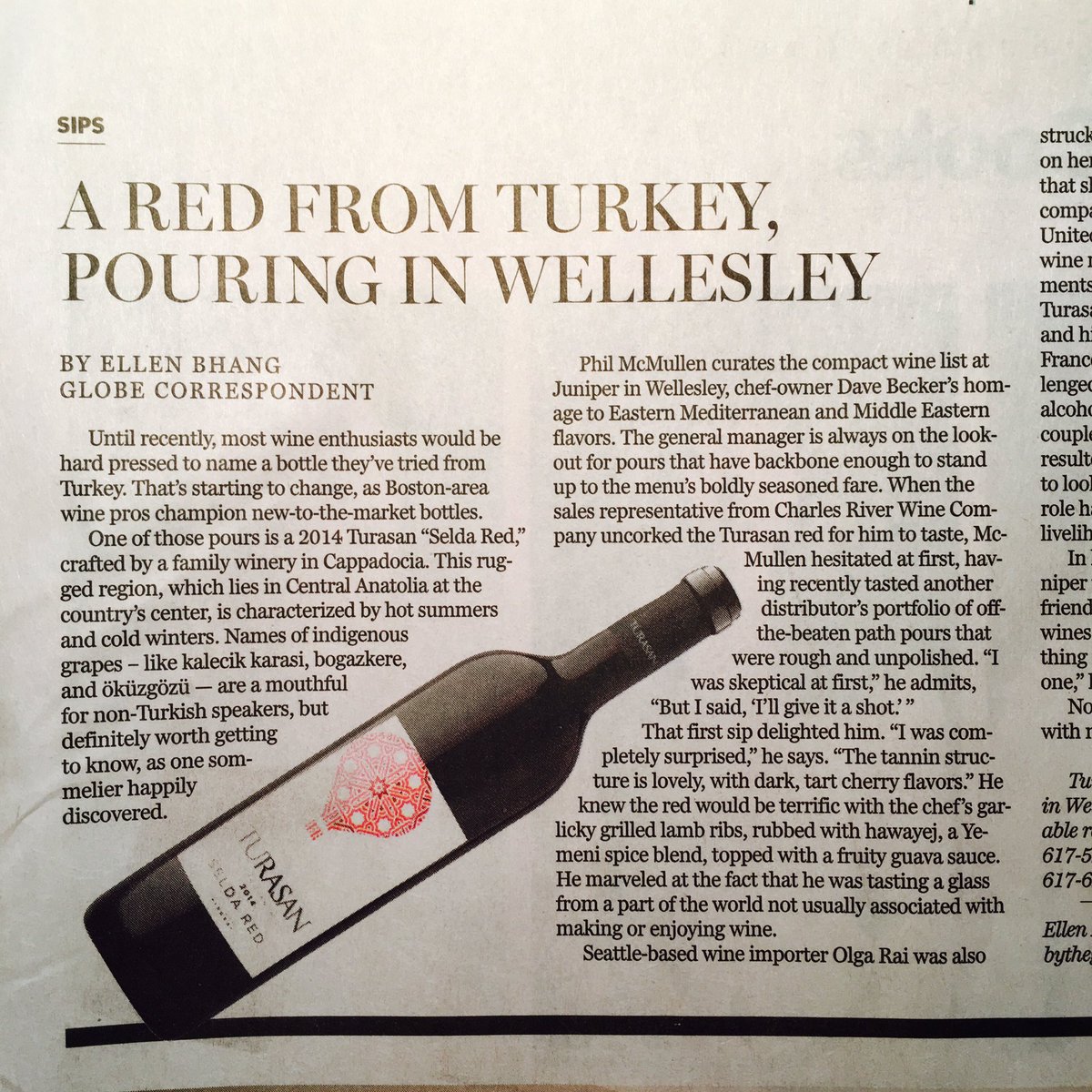 Ellen Bhang (@ellenbhang) on Twitter photo A red from Turkey, now pouring in Wellesley bostonglobe.com/lifestyle/food… @VinoraiWines @streetcarwines <a href="/ballsqfinewines/">Ball Sq Fine Wines</a> #JuniperWellesley A red from Turkey, now pouring in Wellesley bostonglobe.com/lifestyle/food… @VinoraiWines @streetcarwines <a href="/ballsqfinewines/">Ball Sq Fine Wines</a> #JuniperWellesley
