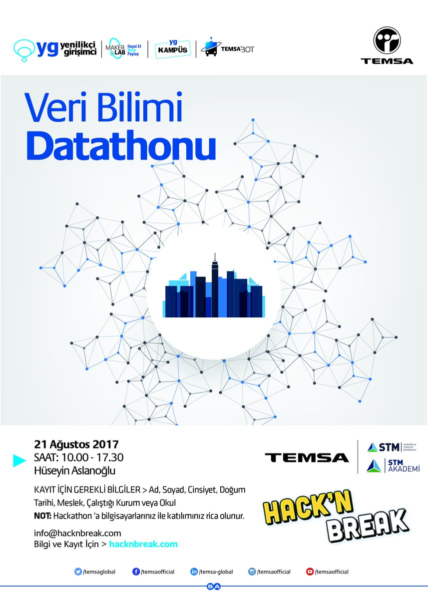 STMDefence's tweet photo. STM ve TEMSA 21 Ağustos günü #Hacknbreak 2017’de #Datathonu etkinliği düzenliyor…Kayıt için https://t.co/pauozWwcH4 https://t.co/J5GrOXj3Sz