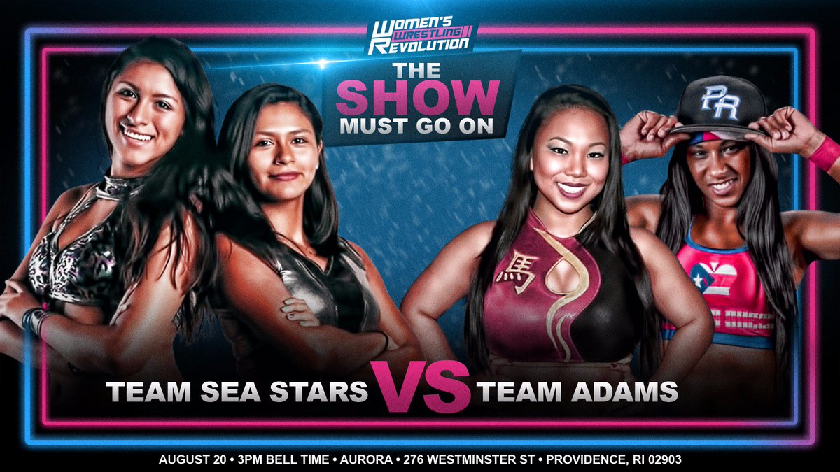 TODAY: <a href="/WWRProWrestling/">WWR+ (Women's Wrestling Revolution Plus)</a> at <a href="/AuroraProv/">Aurora Providence</a>! Tickets available at the door.

<a href="/MeanQueenK/">Awesome Kong</a> vs. <a href="/DeonnaPurrazzo/">The Virtuosa</a>
@priscillakelly_ vs. <a href="/JordynneGrace/">Jordynne Grace</a>