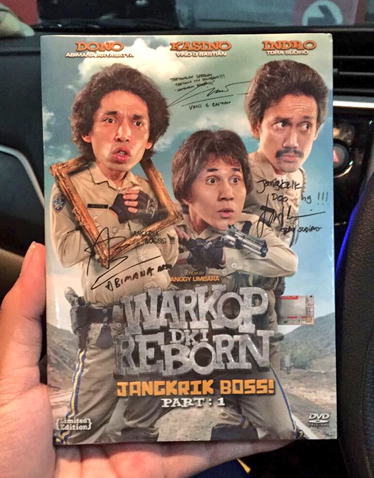 VinoGB_Friends's tweet photo. Gank!! Mulai besok beli tiket presale #WarkopDKIreborn Jangkrik Boss PART2 dapet DVD original JangkrikBossPART1 + td tangan cast nya. https://t.co/y9nN7Xq7Zi