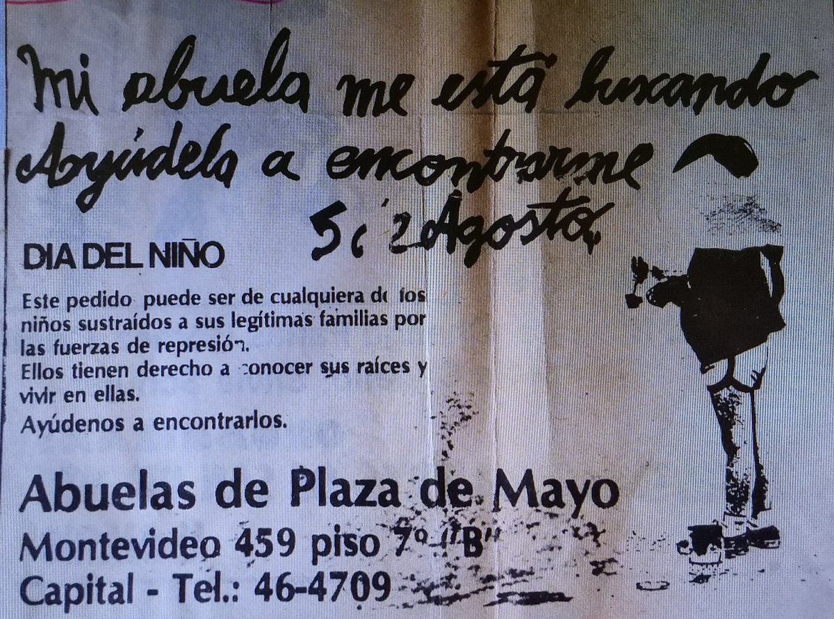 Un día el niño, pero de 1978, publicábamos en el diario La Prensa una solicitada pidiendo x nuestros nietos y nietas. #Abuelas40AñosDeLucha