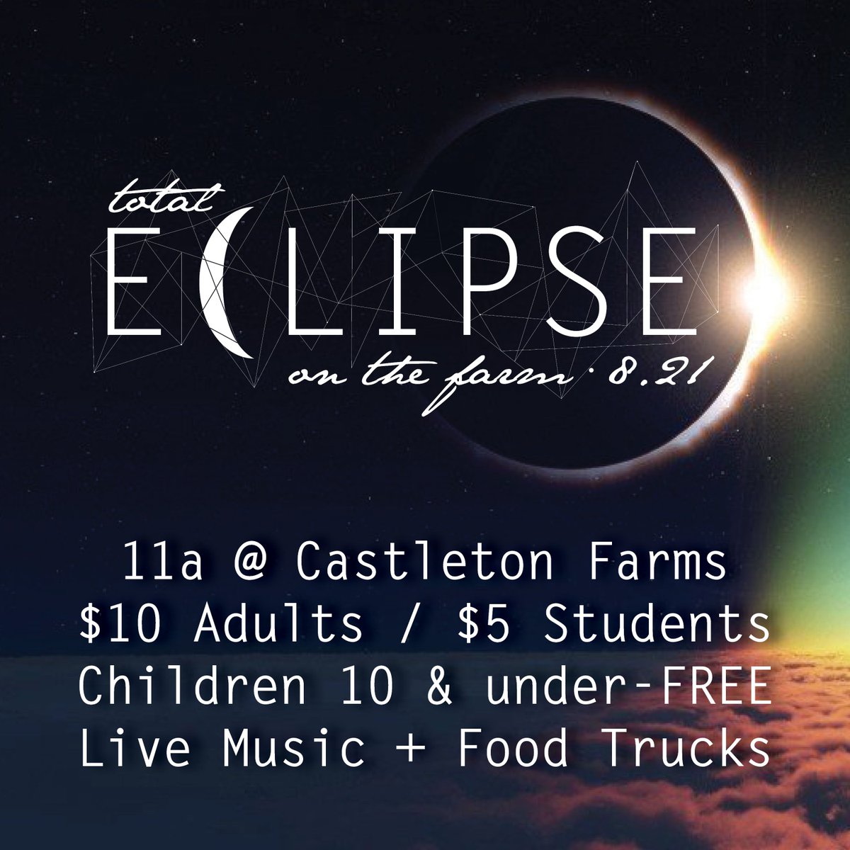 Come to the Farm for the ECLIPSE TOMORROW! Gates open at 11am! #eclipse
