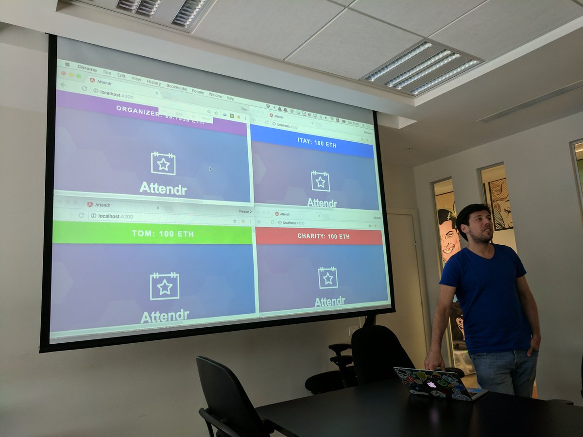 UriShaked's tweet photo. .@tomteman and @Radotzki presenting how they won the 1st place of Facebook Israel Hackathon last week https://t.co/SEpslZyvgb