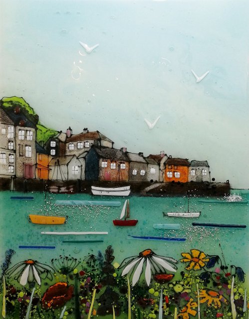 PHGpadstow's tweet photo. 'Padstow and Flowers' by @emmawoodglass 😀 That's right folks it's handmade using fused glass! Amazing! #padstow #cornwall #glassart https://t.co/G0mOhGWJMv