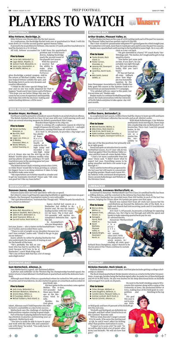 Here are some football players to keep an eye on this fall in the Q-C metro and surrounding area. #iahsfb
