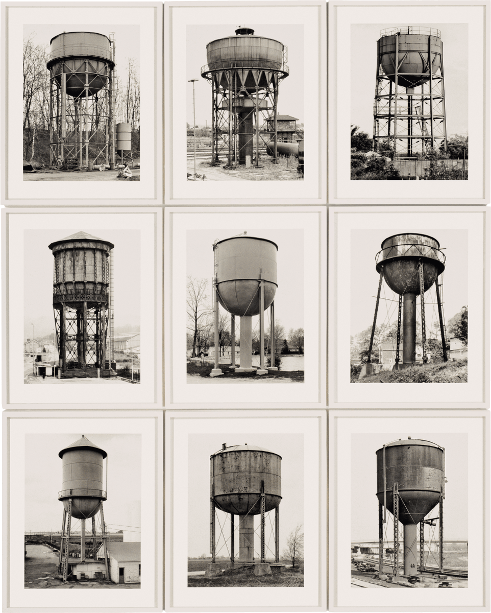 Guggenheim's tweet photo. Happy Birthday to photographer #BerndBecher. From our collection—enjoy Bernd &amp; Hilla Becher’s “Water Towers” (1980). https://t.co/ZVKI4FswXp https://t.co/oPDvz8p9hy