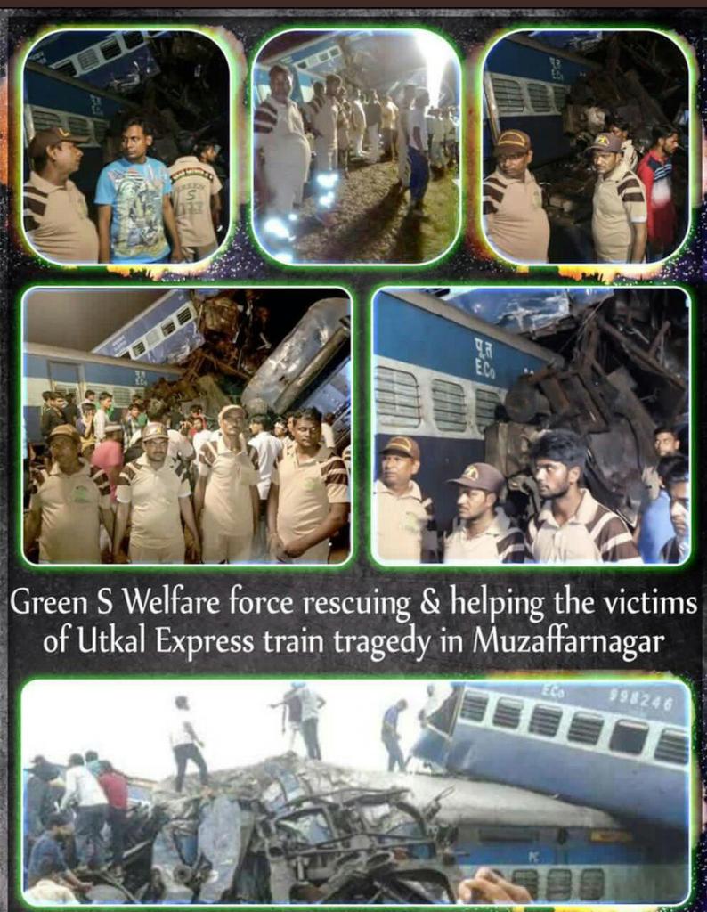 @Gurmeetramrahim ji. . Great job done by green s welfare force wing..
#MuzaffarnagarTrainTragedy