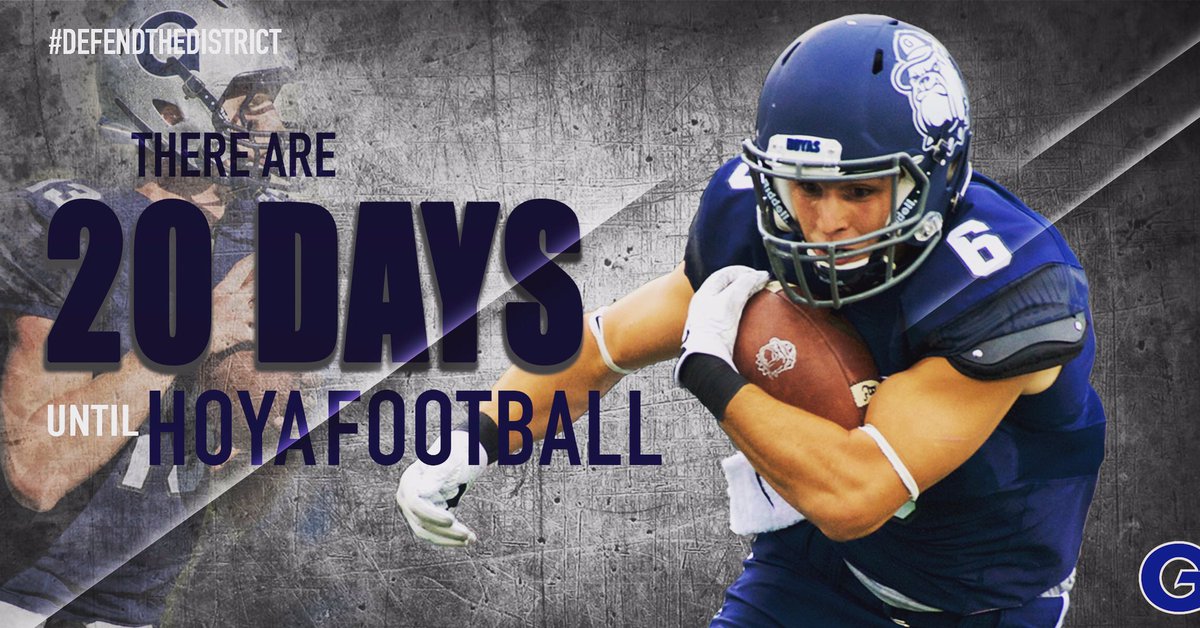 HoyasFB's tweet photo. Just 20 days!! Less than 3 weeks until Alex Valles and the #Hoyas kick off at Campbell on September 9! #HoyaSaxa #DefendtheDistrict https://t.co/HuUm5FZur3