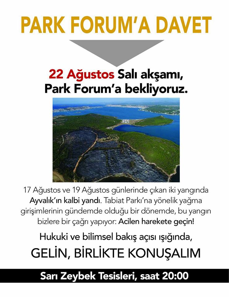 AyvalikForum's tweet photo. Bu yangın bizlere bir çağrı yapıyor: Acilen harekete geçin!
Yağmaya karşı toplanıyoruz. 22 Ağustos Salı 20.00 Sarı Zeybek'teyiz. 
#Ayvalık https://t.co/k3mextapf8