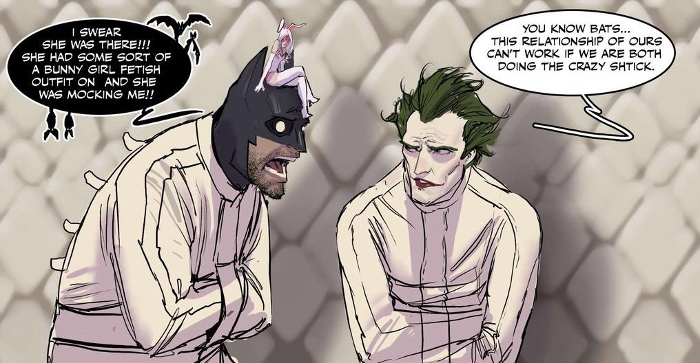 Edgewise2's tweet image. "Clowns to the left of me. Joker's to the right." That's how it goes. #BatmanProblems