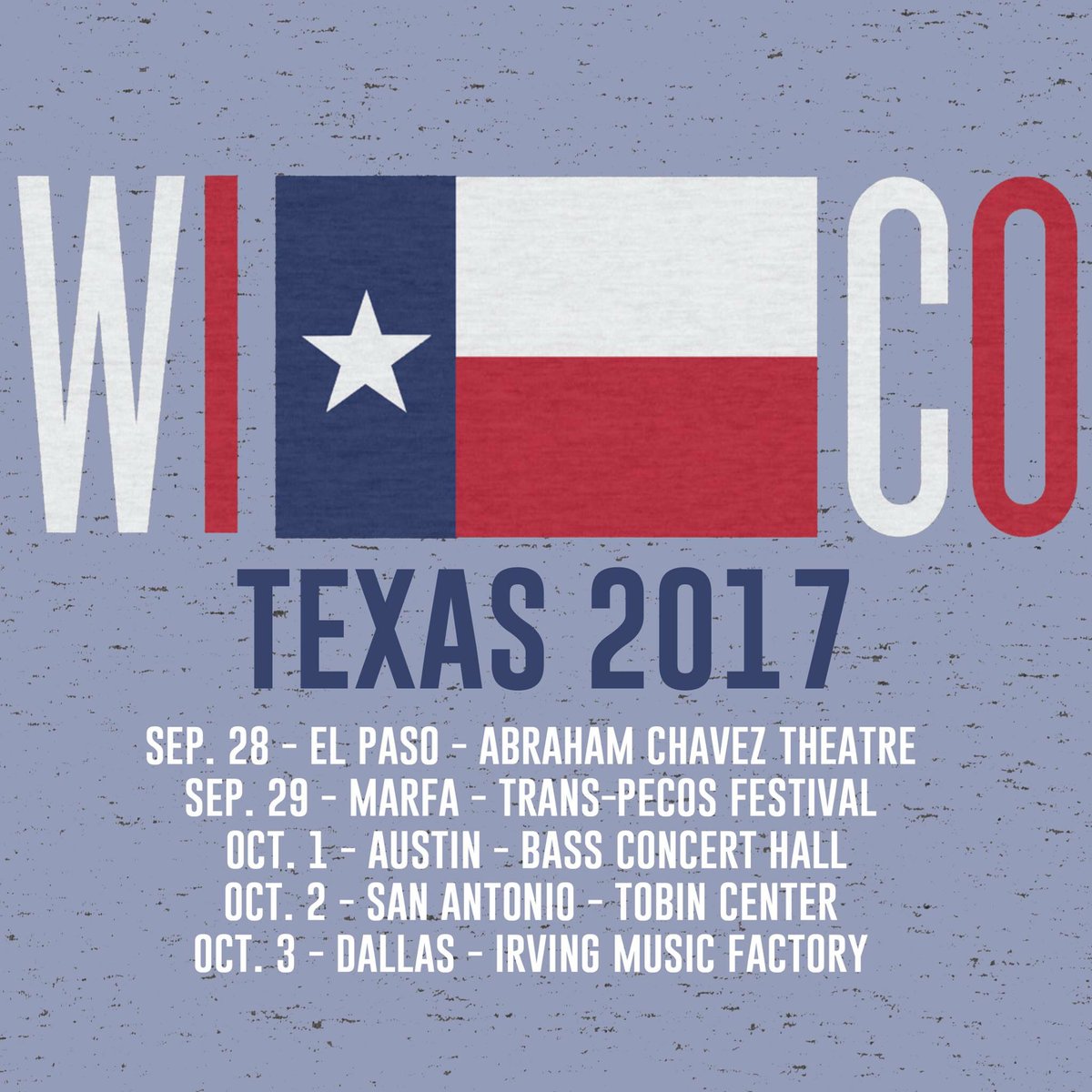 Wilco's tweet photo. The Lone Star State. https://t.co/LRxqyFnDQH https://t.co/YlY6JuNVbl
